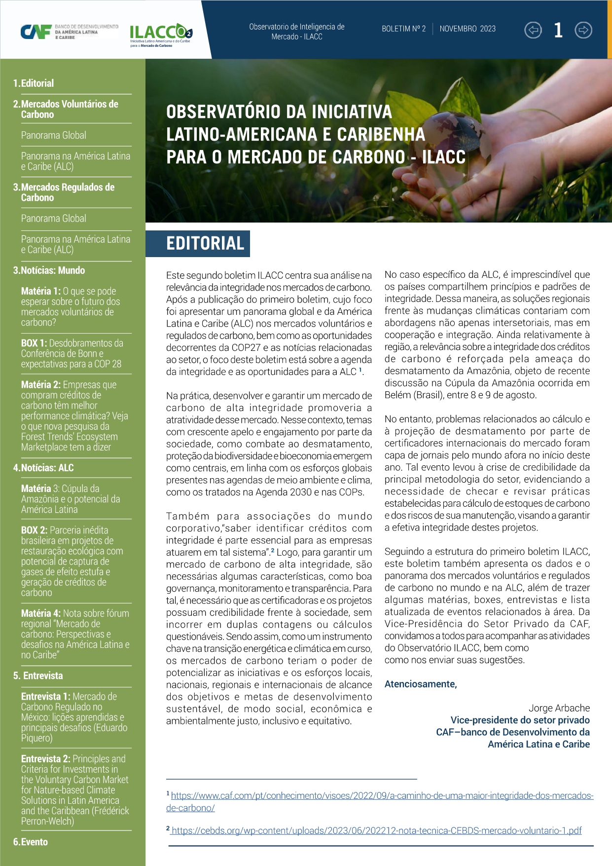 Boletim 2 - Observatório da iniciativa latino-americana e caribenha para o mercado de carbono - ILACC