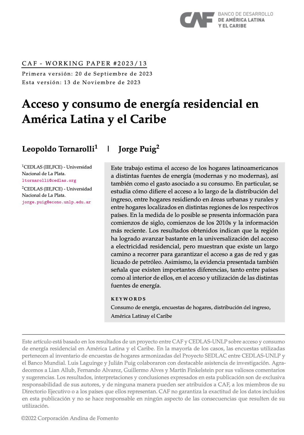 Acceso y consumo de energía residencial en América Latina y el Caribe