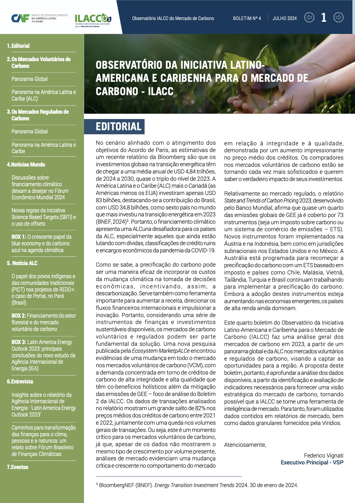 Boletim Nº 4 - Observatório da iniciativa Latino Americana e Caribenha para o Mercado de Carbono - ILACC