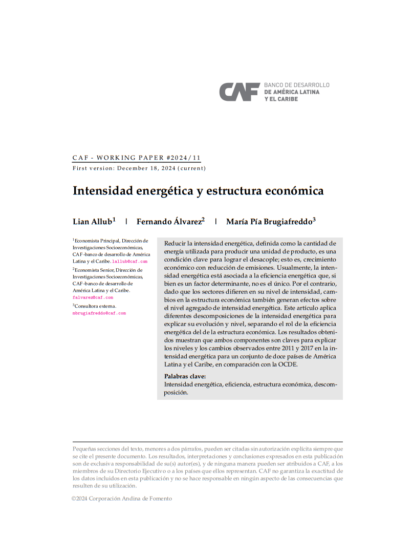 Intensidad energética y estructura económica