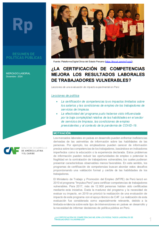 ¿La certificación de competencias mejora los resultados laborales de trabajadores vulnerables?