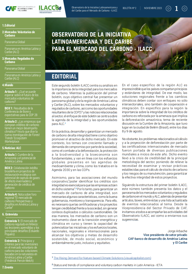 Boletín N°2 - Observatorio de la iniciativa latinoamericana y del Caribe para el mercado del carbono - ILACC