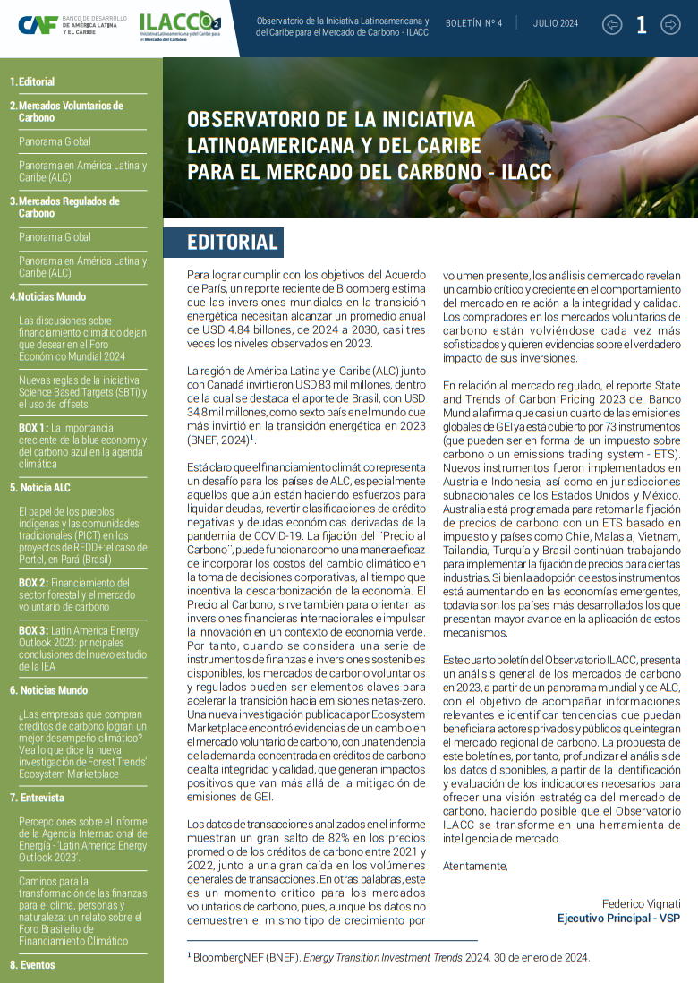 2396 - Boletín N°4 - Observatorio de la iniciativa latinoamericana y del Caribe para el mercado del carbono - ILACC